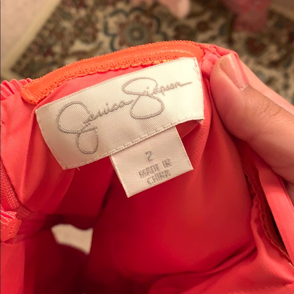 Coral Colored Ruffle Dress - Picture 4 of 4